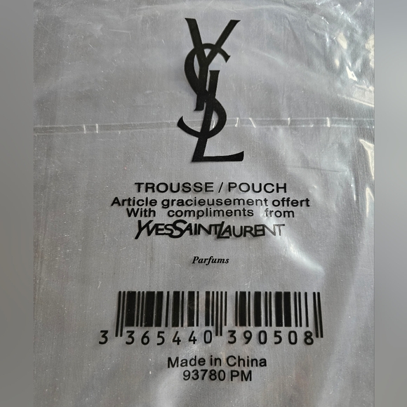 Yves Saint Laurent Embroidered Black/Gold Canvas Tote Bag Interior HOT PINK NEW - Picture 6 of 6